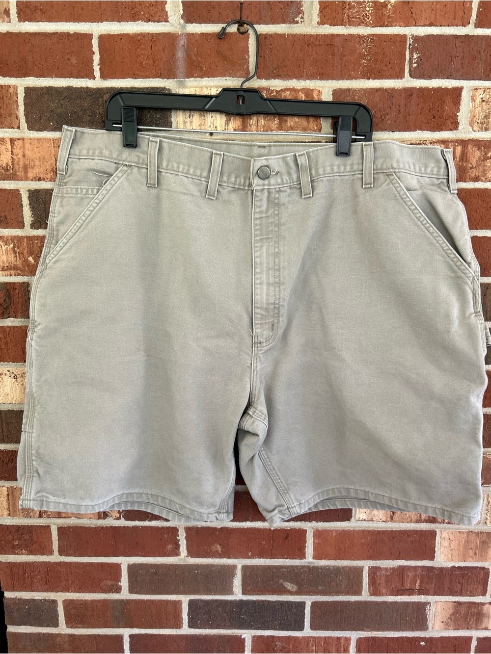 Carhartt B25 DES Canvas Carpenter Shorts Mens Sz 44 Pale Green Cotton Work Chore